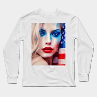 Unveiling the Essence of American Identity American Visage Long Sleeve T-Shirt